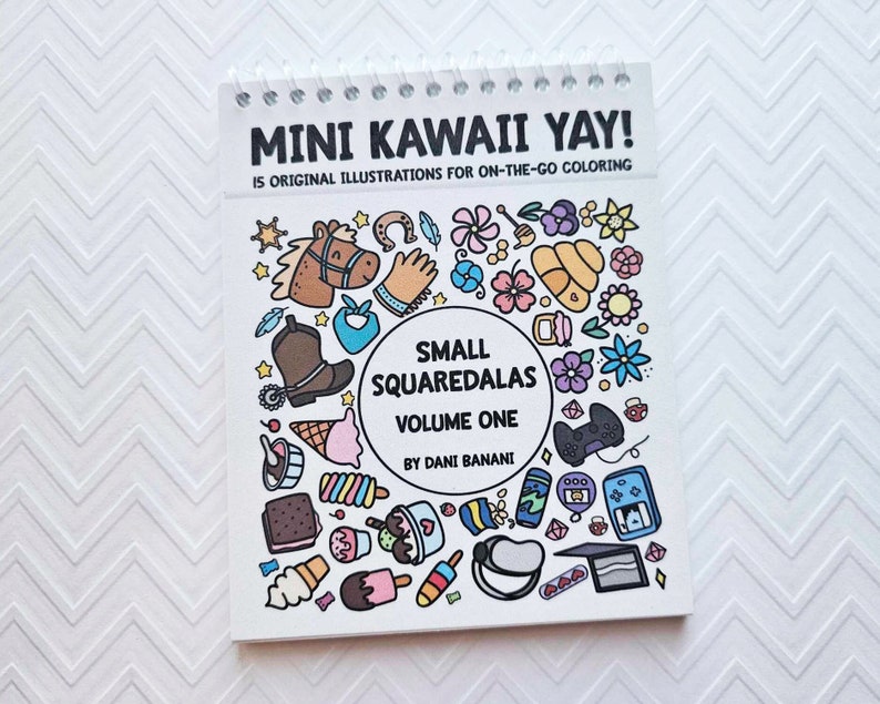 Mini Kawaii Yay, Small Squaredalas Volume 1, Coloring Book, Kawaii Mandalas, Premium Coloring Pages, Cute Small Adult Mandala Gift image 1