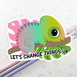 Chameleon Sticker, Vinyl Stickers, Laptop Decal, Chameleon Gift Idea, Cute Chameleon Pun, Laptop Sticker, Small Pun Gift Idea Sticker