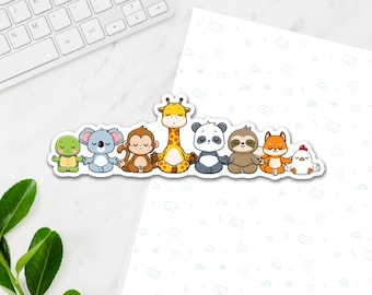Animals Doing Yoga Long Vinyl Sticker, Kawaii Namaste Waterproof Decals