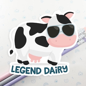 Cow Sticker, Vinyl Stickers, Laptop Decal, Cow Gift, Gift for Him, Cute Sticker, Small Gift Idea, Legendary Sticker, Cow Pun Gift