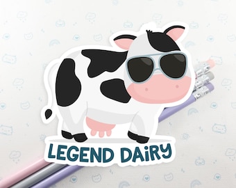 Cow Sticker, Vinyl Stickers, Laptop Decal, Cow Gift, Gift for Him, Cute Sticker, Small Gift Idea, Legendary Sticker, Cow Pun Gift