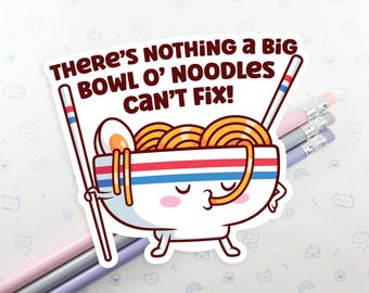 Kawaii Ramen Sticker: Noodles are Life, Laptop Decal