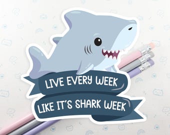 Shark Week Vinyl Sticker: Funny Laptop Decal, Water Resistant