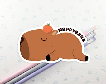Nappybara Capybara Vinyl Sticker: Funny Laptop Decal