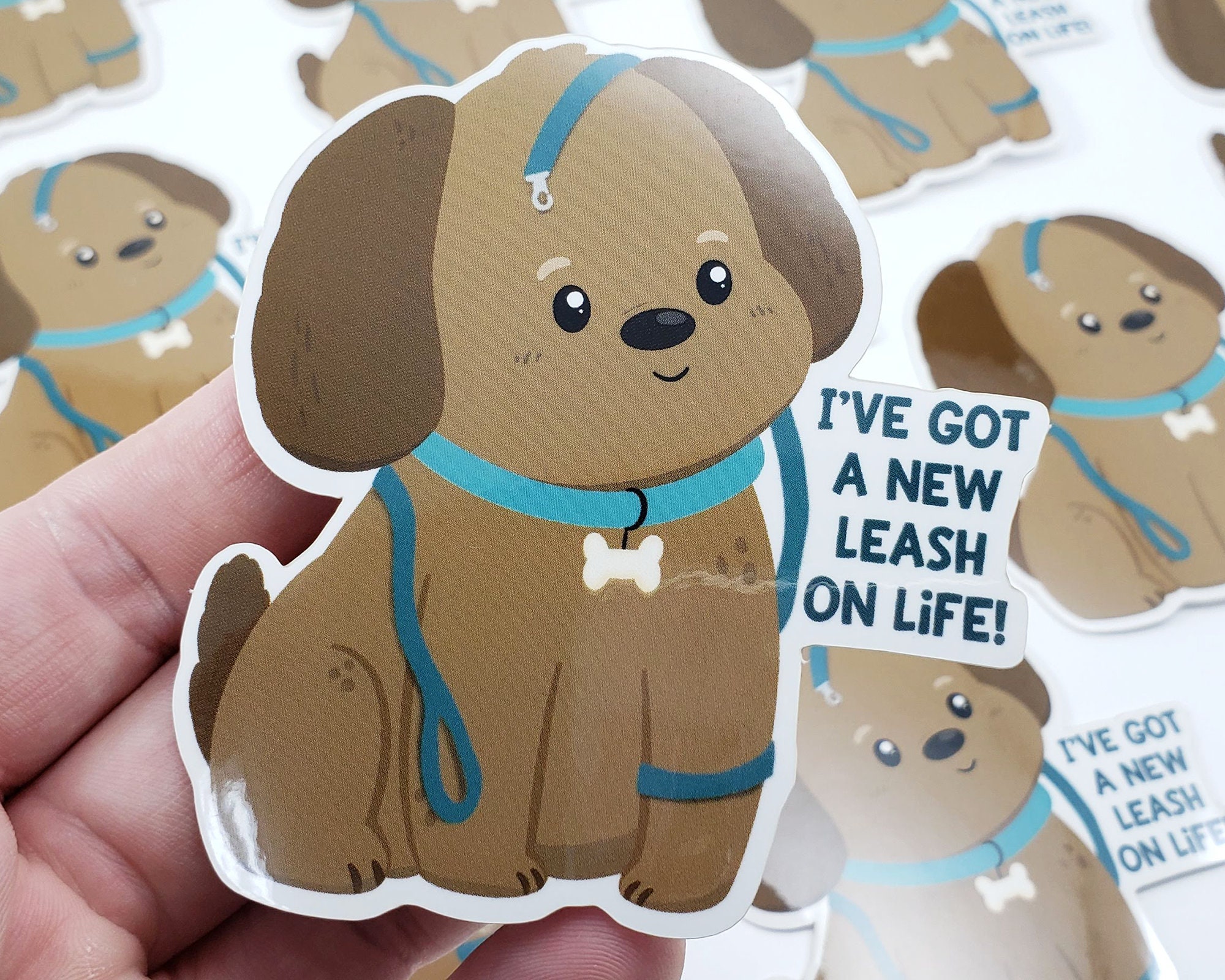 Dog Sticker S0058 Dog Leash Sticker Cute Dog Decal Laptop Etsy