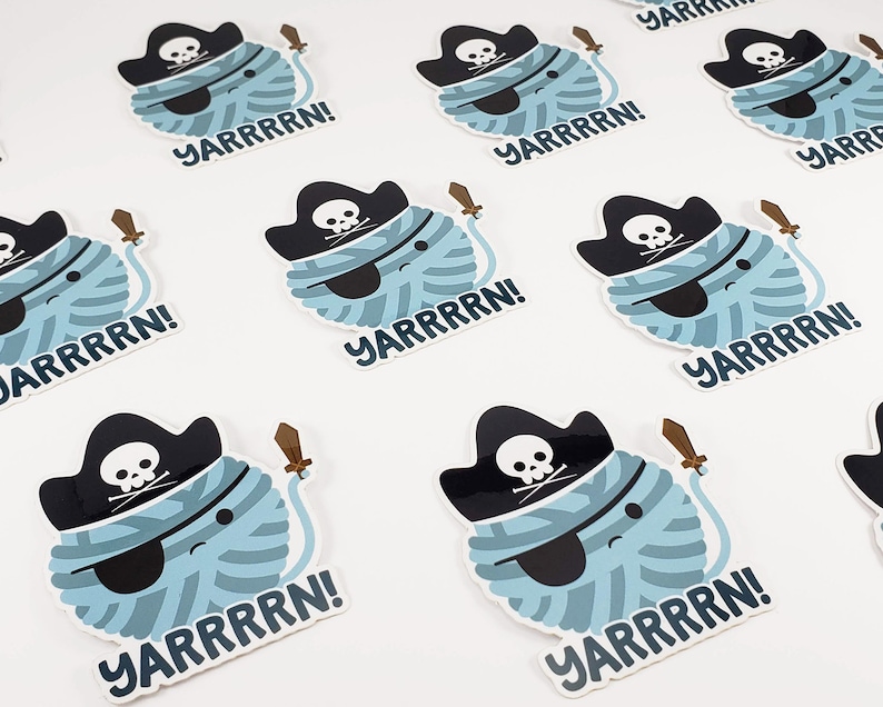 Yarn Pirate Sticker, Vinyl Stickers, Laptop Decal, Gift for Her, Small Gift Idea, Knitting Sticker, Crochet Sticker, Yarn Gift image 3