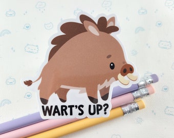 Warthog Sticker, Vinyl Stickers, Laptop Decal, Warthog Pun Gift, Cute Sticker, Small Gift Idea, Warthog Decal, Kawaii Hog