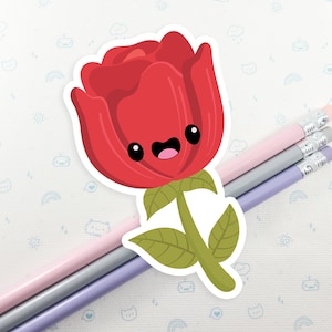 Red Rose Sticker, Flower Sticker, Vinyl Stickers, Laptop Decal, Gift for Her, Cute Sticker, Small Gift Idea, Valentines Day Rose