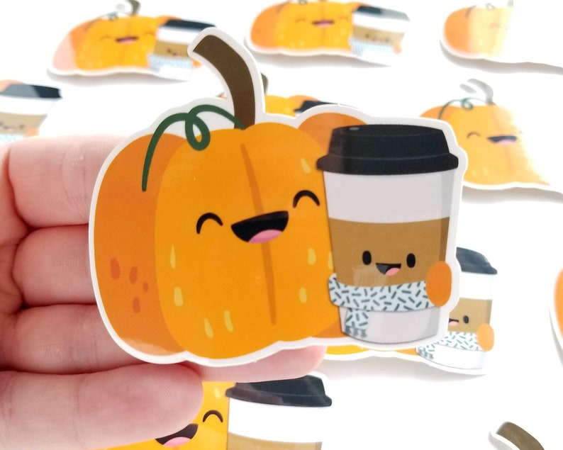 Pumpkin Spice Latte Sticker, Cute Food Sticker, Vinyl Sticker, Laptop Decal, Pumpkin Decal, Laptop Sticker, PSL Gift, Small Gift Idea image 2