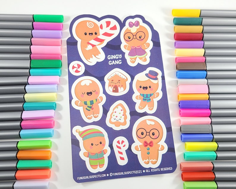 Gingerbread Sticker Gingerbread Sticker Sheet, Gingy Gang, Christmas Baking Stickers ...