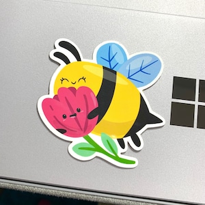 Bumble Bee Flower Sticker, Vinyl Stickers, Laptop Decal, Bee Gift, Gift for Her, Bee and Flower, Small Gift Idea, Gardening Gift image 9