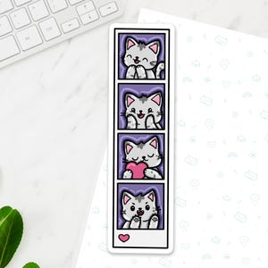 Cat Photo Strip Vinyl Sticker: Waterproof Laptop Decal