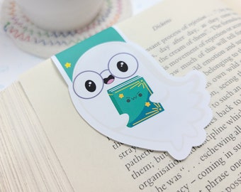 Ghost Reading Magnetic Bookmark: Kawaii Halloween Planner Clip