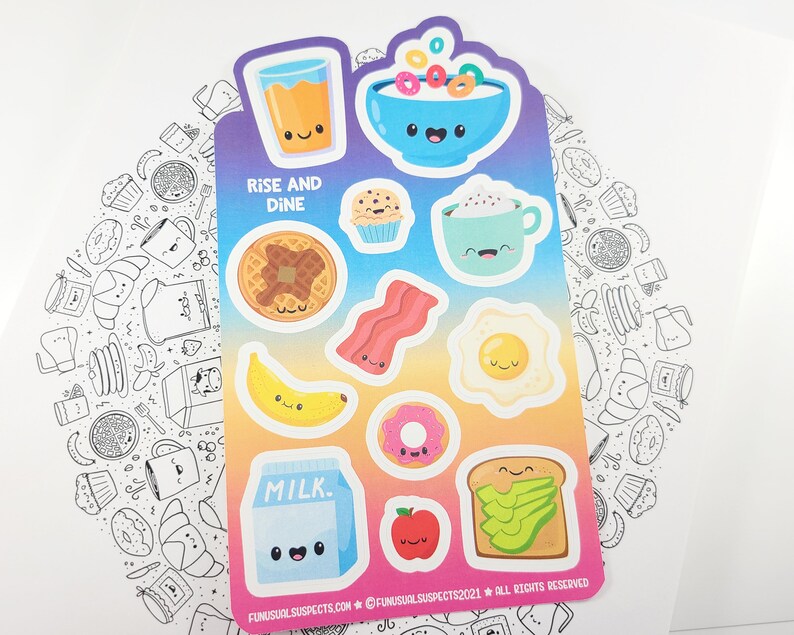 Kawaii Breakfast Food Sticker Sheet: Planner Journal Stickers - Etsy