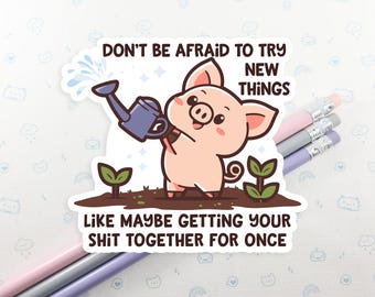 Pig Gardening Vinyl Sticker, Waterproof Stickers for Water Bottle, Sassy Sticker