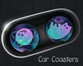 Space Cat Car Coasters: Neoprene Galaxy Car Accessories (Set of 2)
