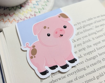 Pig Bookmark, Farm Animal Planner Clip, Cute Pink Piggy Bookmark, Back to School, Reading Gift, Bookmark for Him