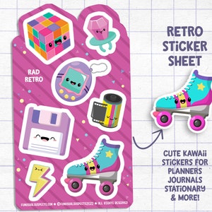 90s Retro Sticker Sheet: Kawaii Planner Stickers