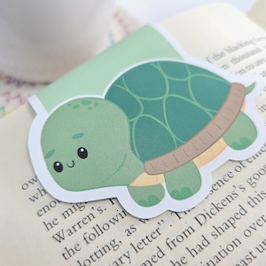 Turtle Magnetic Bookmark: Kawaii Green Tortoise Planner Clip
