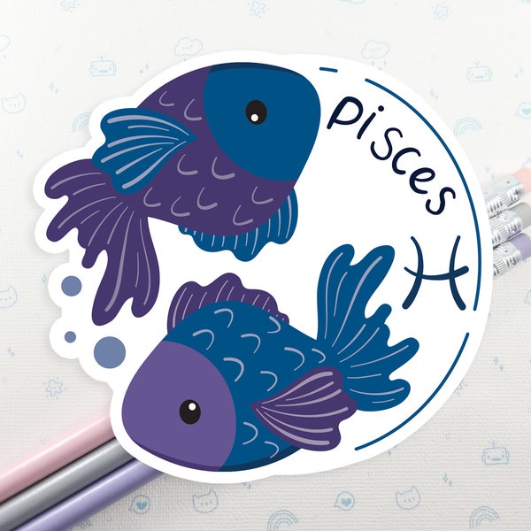 Pisces Zodiac Sign Sticker, Astrology Vinyl Sticker, Star Chart Laptop Decal, Cute Astrological Symbol, Astrology Sticker