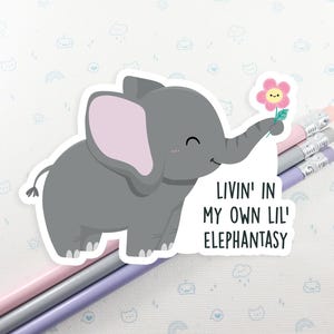 Elephant Sticker, Vinyl Stickers, Laptop Decal, Elephant Gift, Gift for Her, Cute Sticker, Small Gift Idea, Kawaii Elephant Sticker