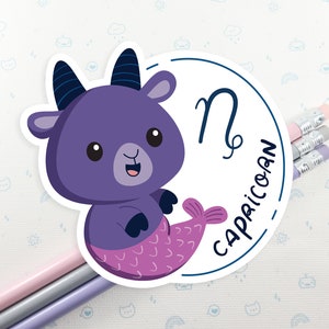 Sticker signe du zodiaque Capricorne, vinyle autocollant astrologie, sticker pour ordinateur portable carte du ciel, joli symbole astrologique, sticker astrologie