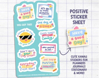 Positive Sticker Sheet, You Got This Stickers, Cute Uplifting Stickers, Wholesome Stickers for Planner Journal