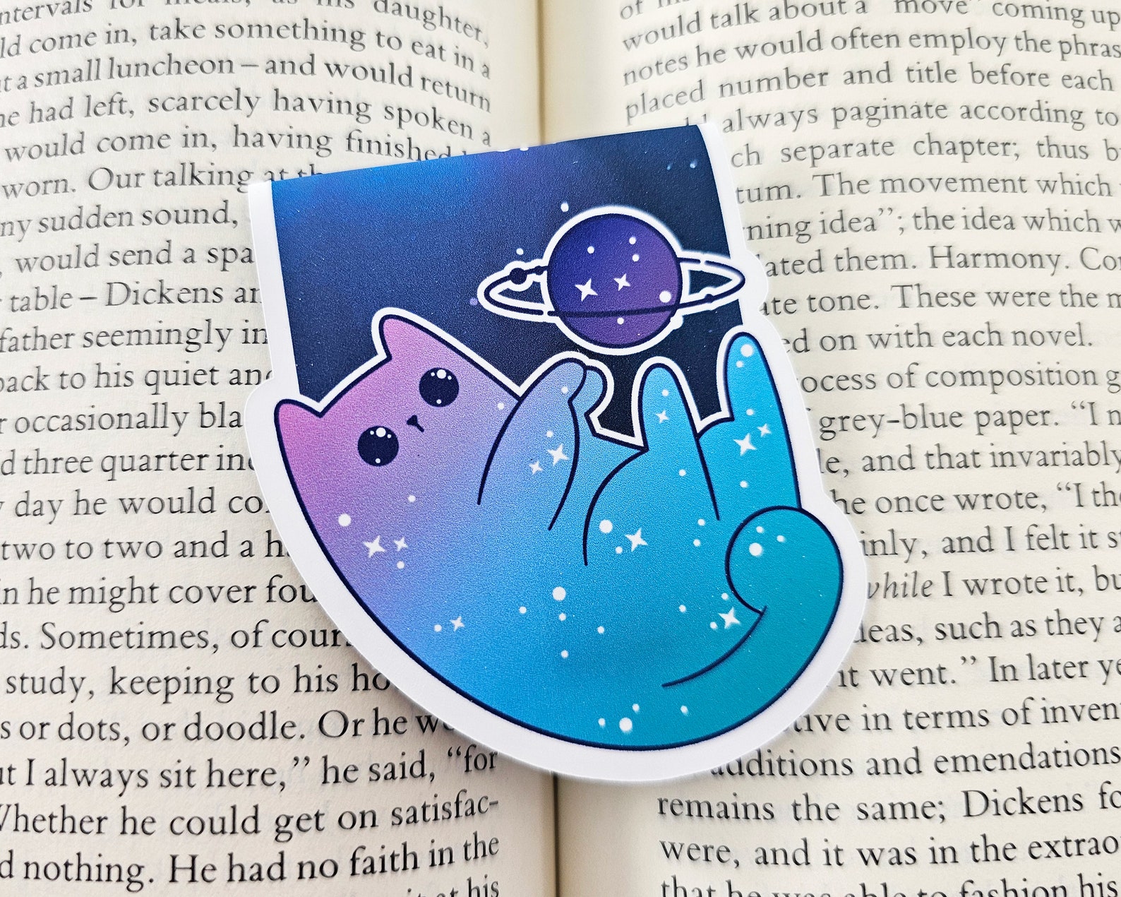 Space Cat Magnetic Bookmark: Galaxy Planner Clip, Reading Gift - Etsy