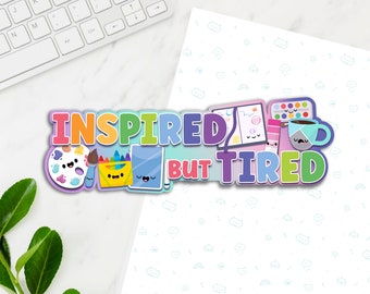 Inspired Art Long Vinyl Sticker, Cute Artist Sticker, Kawaii Decal, Laptop Stickers, Kawaii Inspired Decal, Long wrap around sticker