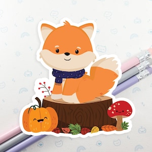 Foxy Fall Sticker, Cute Fox Sticker, Vinyl Sticker, Laptop Decal, Autumn Decal, Laptop Sticker, Fox Gift, Small Gift Idea, Autumn Fox
