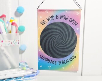 Void Is Open Mini Banner, Scream Here Wall Hanging, Door Hanger