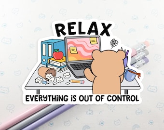 Relax Bear Working Vinyl Sticker - Laptop Decal