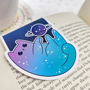 Space Cat Planet Bookmark, Space Planner Clip, Cute Cat Planet Bookmark, Galaxy Cat Reading Gift, Bookmark for Reader or Book Lover