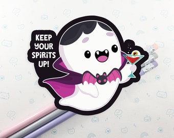 Ghost Spirits Pun Sheet Vinyl Sticker, Cute Ghost Vinyl Sticker, Laptop Ghost Decal, Laptop Sticker, Kawaii Halloween Spooky Cute Ghost