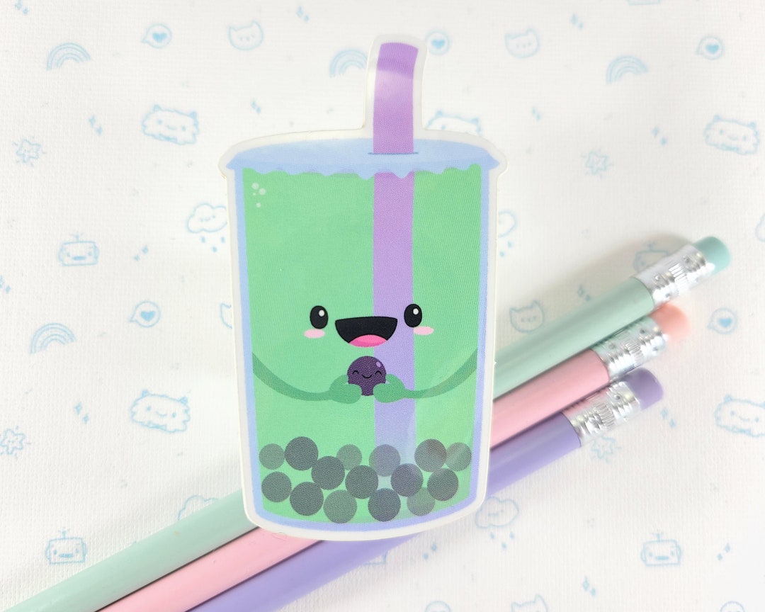 Bubble Green Tea Sticker, Vinyl Stickers, Bubble Tea Laptop Stickers ...