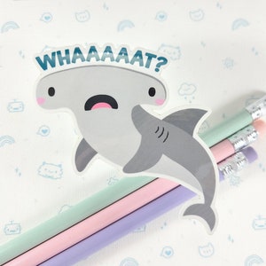 WHAT Hammerhead Shark Sticker, Vinyl Stickers, Laptop Decal, Cute Shark Gift for Him, Cute Sticker, Shark Decal, Small Shark Gift