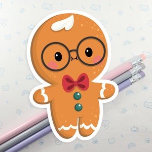 Gingerbread Boy Christmas Sticker: Weatherproof Vinyl Decal