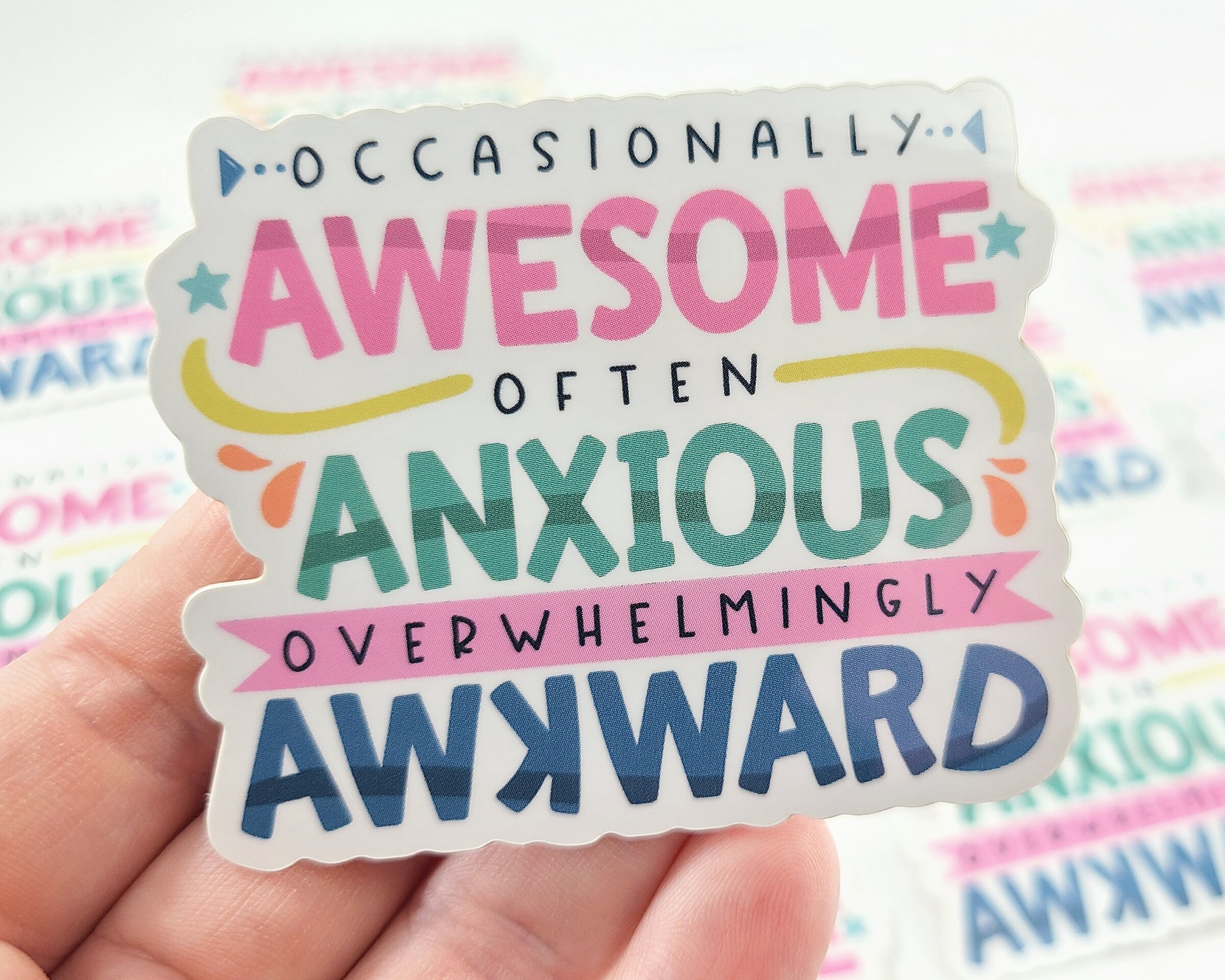 Awesome Anxious Awkward Sticker, Vinyl Stickers, Laptop Decal ...