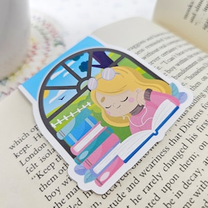 Reading Girl Blonde Hair Bookmark, Cute Girl Planner Clip, Kawaii Bookmark, Girls Reading Gift, Bookmark for Reader or Book Lover
