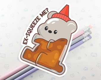 Funny Honey Bear Vinyl Sticker: Kawaii Laptop Decal
