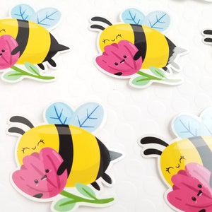 Bumble Bee Flower Sticker, Vinyl Stickers, Laptop Decal, Bee Gift, Gift for Her, Bee and Flower, Small Gift Idea, Gardening Gift image 5