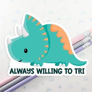 Kawaii Triceratops Vinyl Sticker: Dino Laptop Decal