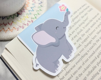 Elephant Bookmark, Elephant Planner Clip, Cute Elephant Flower Bookmark, Back to School, Reading Gift