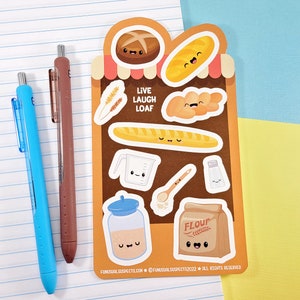 Sourdough Sticker Sheet, Live Laugh Loaf, Cute Bread Stickers, Stickers for Planner Journal, Cute Stationary, Sourdough Baking image 2