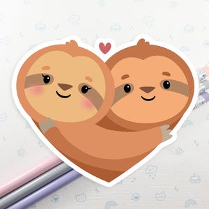 Sloth Heart Sticker, Vinyl Stickers, Laptop Decal, Sloth Gift for Her, Cute Sticker, Small Gift Idea, Sloth Gift, Sloth Laptop Decal