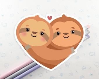Sloth Heart Sticker, Vinyl Stickers, Laptop Decal, Sloth Gift for Her, Cute Sticker, Small Gift Idea, Sloth Gift, Sloth Laptop Decal