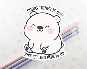 Funny Polar Bear Vinyl Sticker: Laptop Decal, Water Bottle Sticker