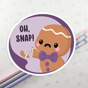 Gingerbread Oh Snap! Christmas Sticker, Vinyl Sticker, Laptop Decal, Gift for Him, Stocking Stuffer, Christmas Cookie Sticker