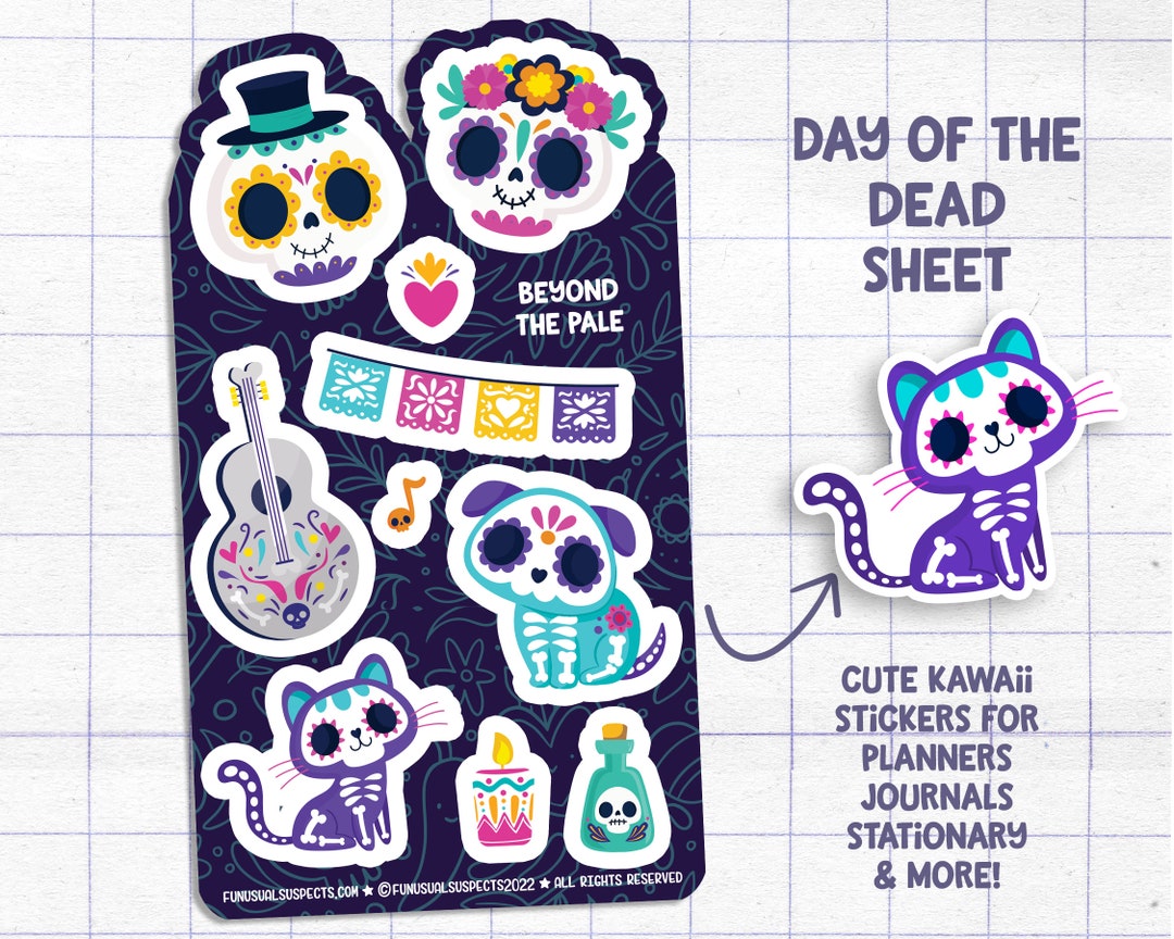 Day of the Dead Sheet, Beyond the Pale, Dia De Los Muertos Stickers ...
