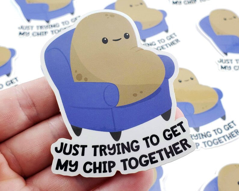 Potato Chip Sticker Vinyl Stickers Laptop Decal Potato Pun Etsy